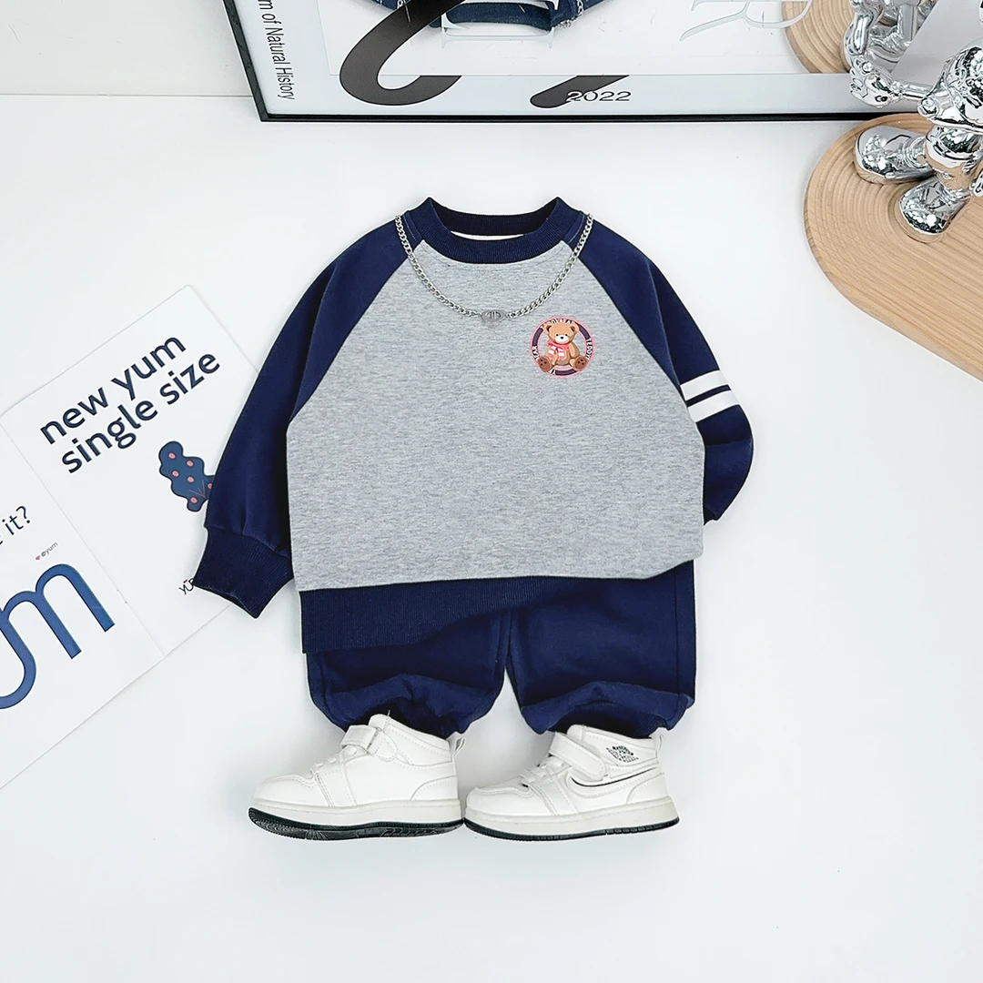 男童套装2025款儿童春秋季两件套潮 HZ25188 悠悠童话联名泰迪熊