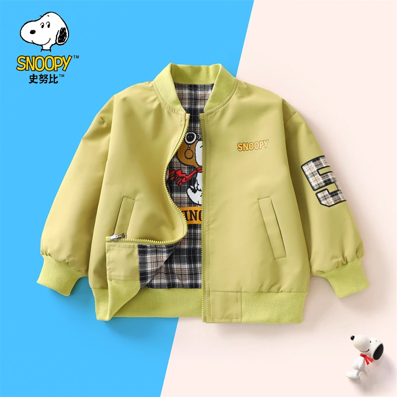 SXM1332儿童新春格子棒球服夹克两面穿外套