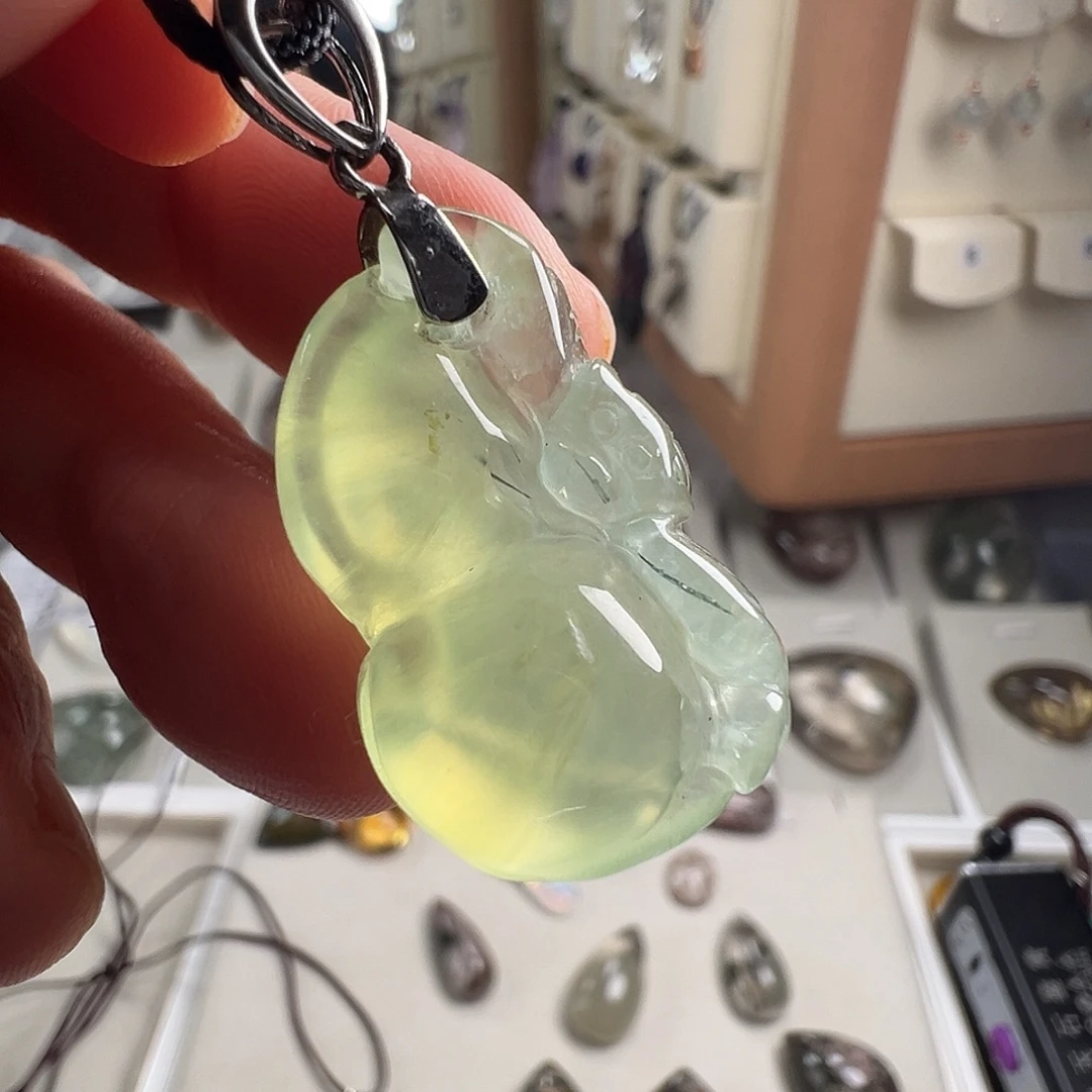 葡萄石银S925镶嵌颈饰天然葡萄石