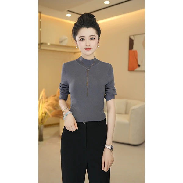 ClotheKlurd2025春夏新款长袖个性通勤气质时尚圆领上衣