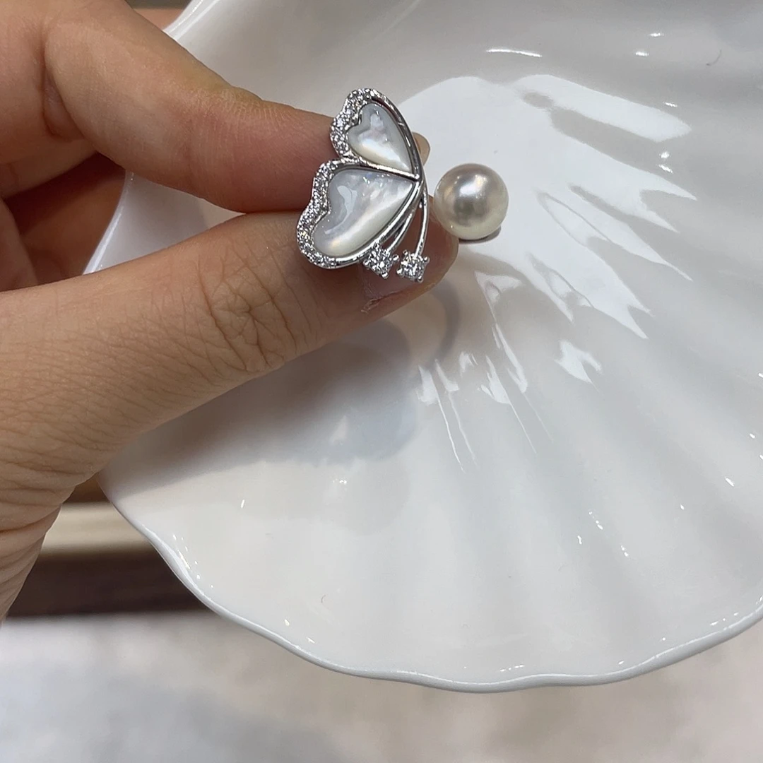 银S925镶嵌戒指海水珍珠