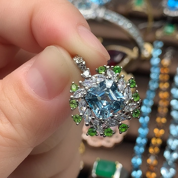 吊坠(不含链)银S925镶嵌托帕石