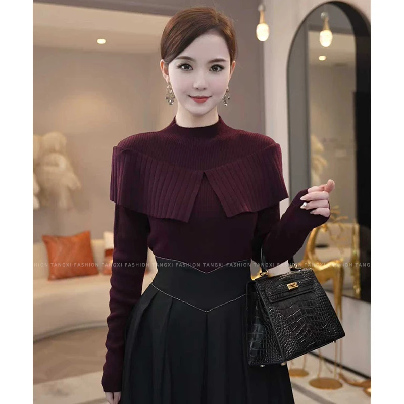 2026秋冬新款【8278】含绵羊毛轻奢洋气半高领老钱风女装针织衫毛