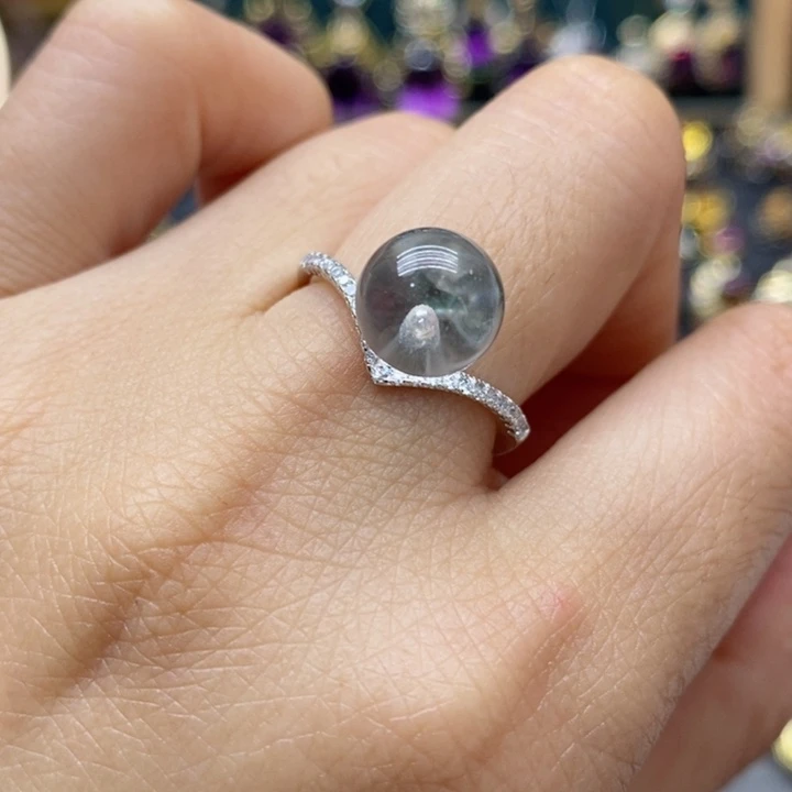 水晶戒指银S925镶嵌天然水晶戒指