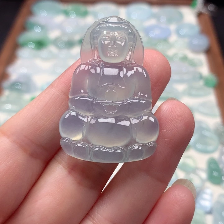 翡翠未镶嵌颈饰冰种正装观音