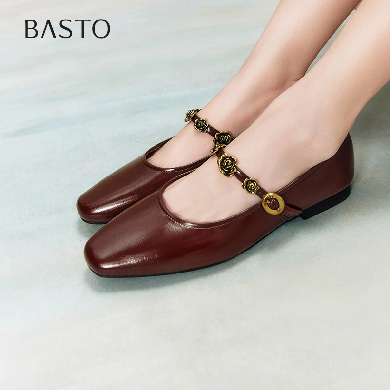 【红玫瑰】百思图25春简约复古法式玛丽珍鞋方跟女单鞋M1107AQ5