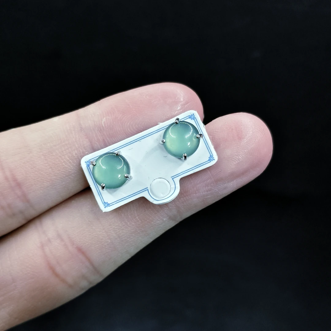 【李想精选】翡翠蛋面耳钉Y43-约7mm