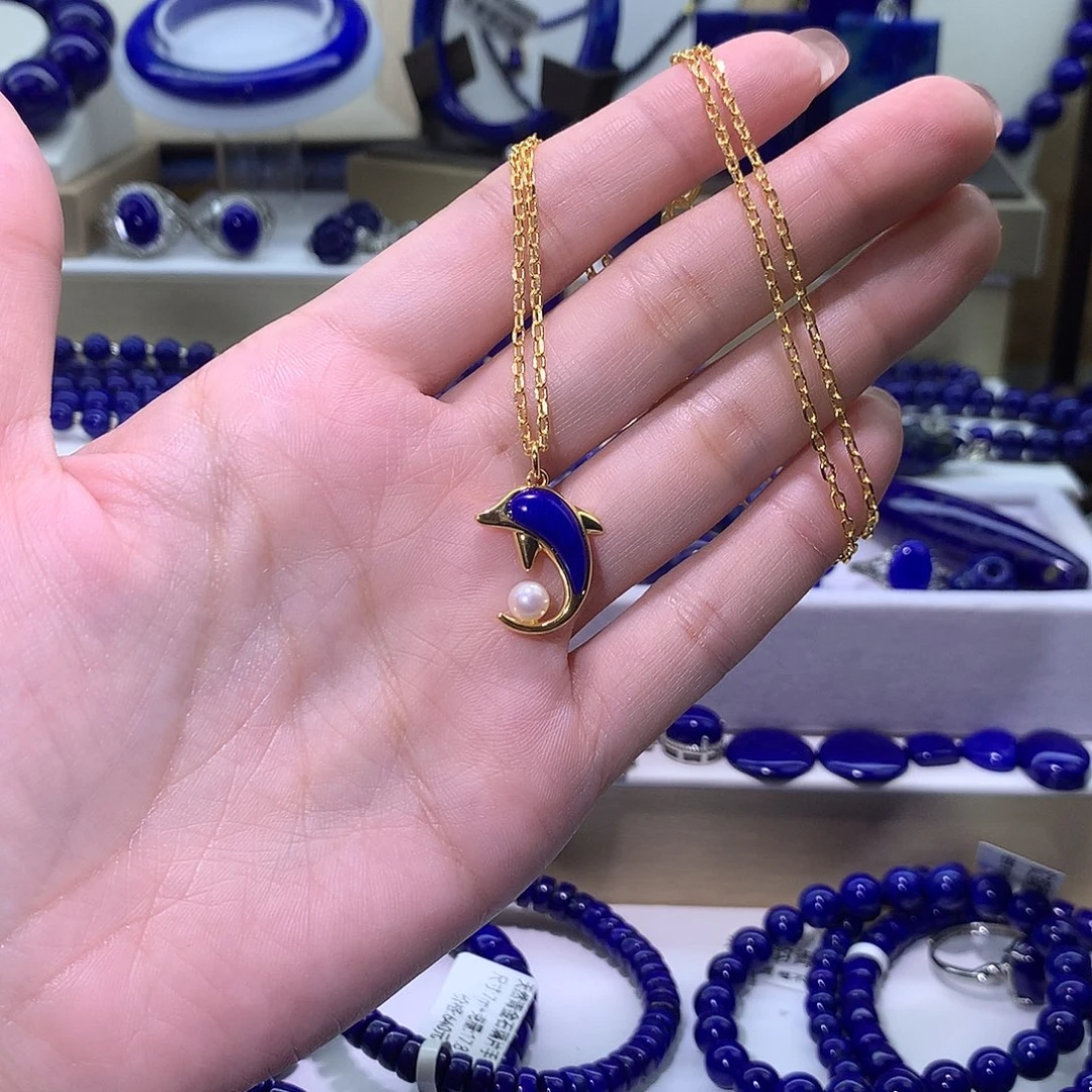 青金石合金天然原矿项链17m+