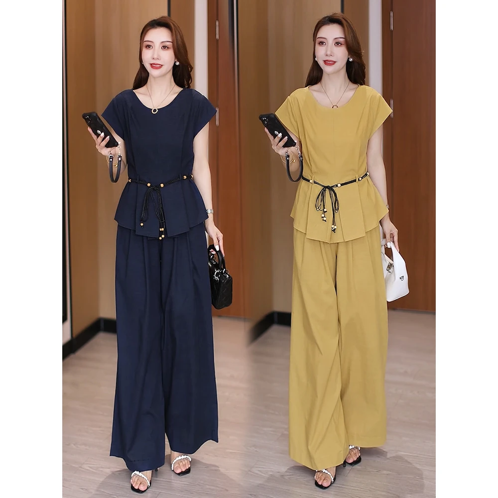 2025夏新款韩版高级感慵懒风设计感休闲气质无袖上衣阔腿裤套装女