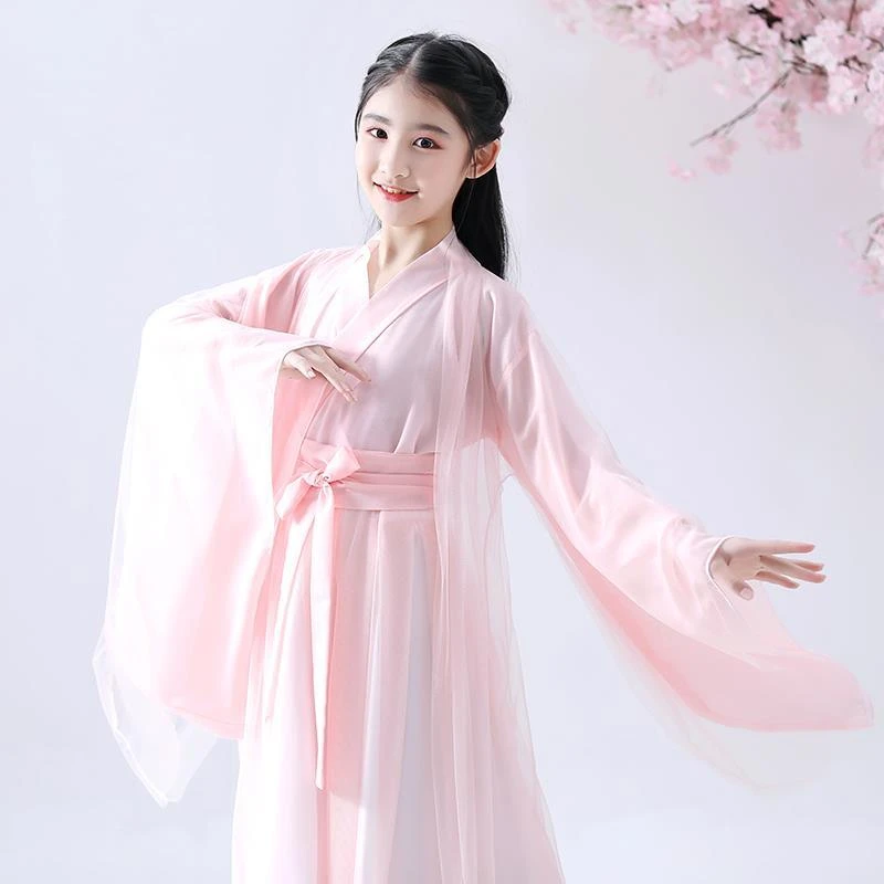汉服女童儿童古装仙女服古风超仙中国风繁花舞蹈演出服古典舞国庆