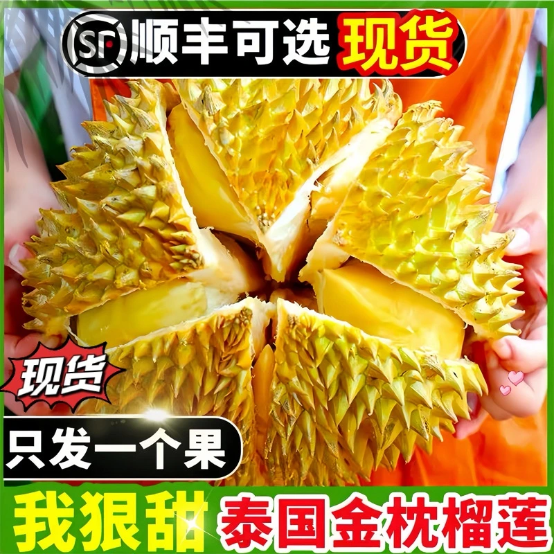 【现货】泰国进口金枕头榴莲整个树上熟液氮带壳榴莲包邮