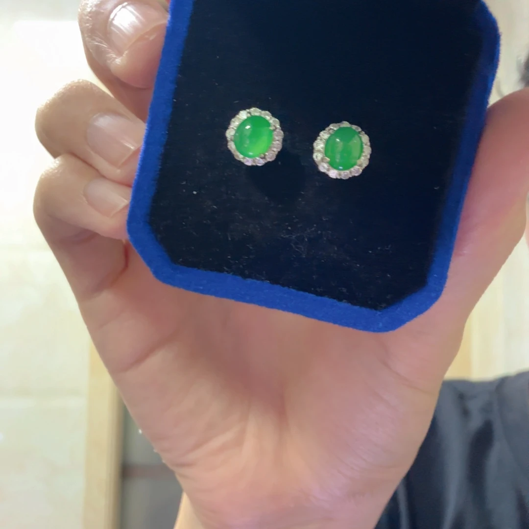 翡翠银S925镶嵌耳饰耳饰