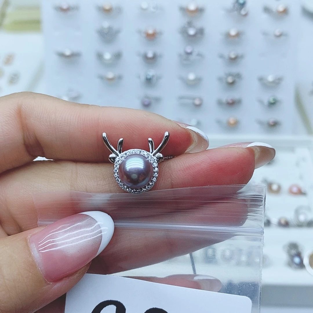 鹿****戒指银S925镶嵌淡水珍珠606