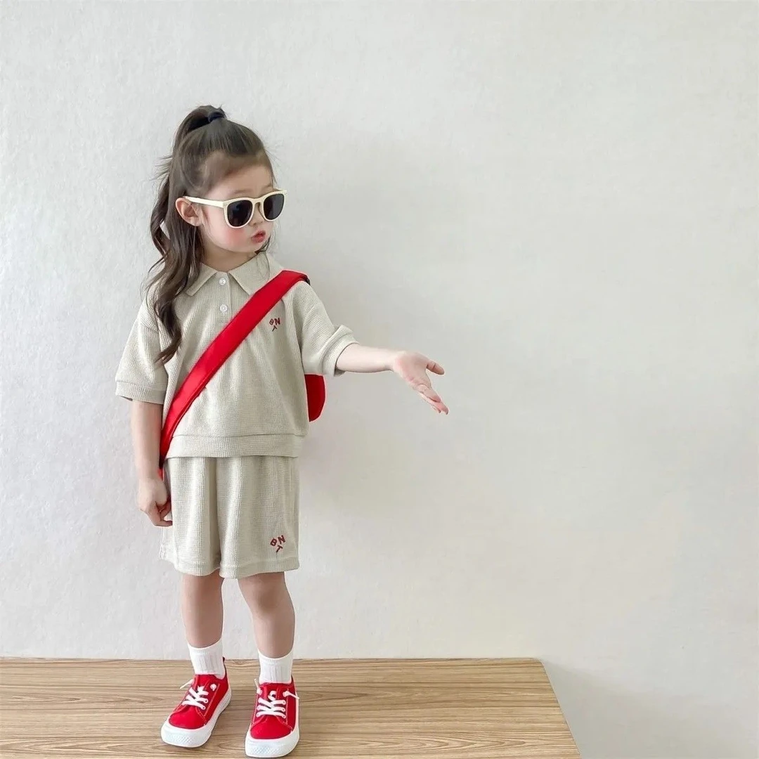 YeeHoO英氏【断码】女童夏季短袖套装2025新款男童女童宽松休闲T