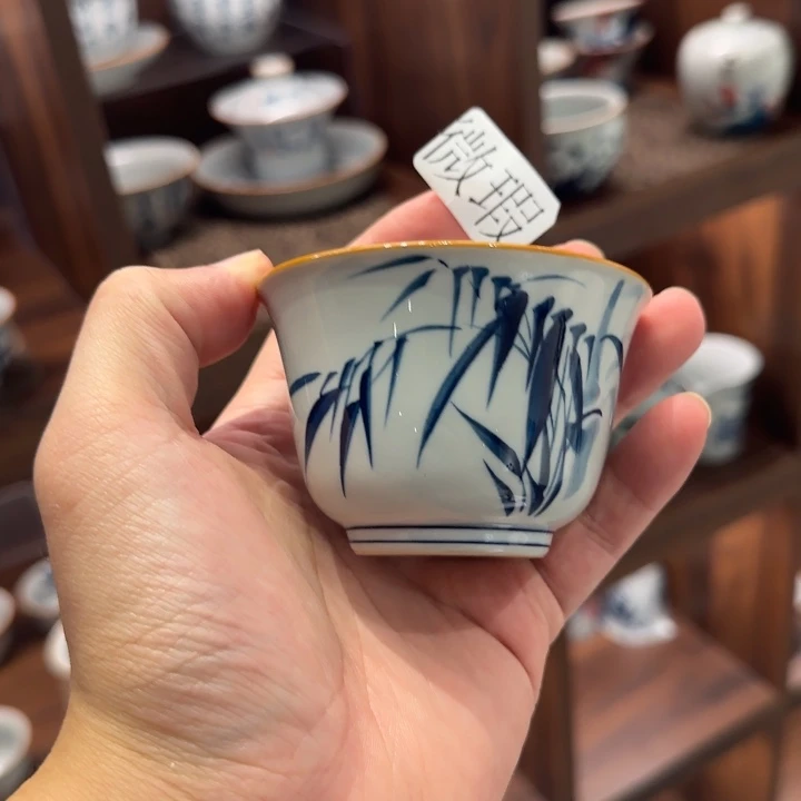 釉下手绘茶具微瑕