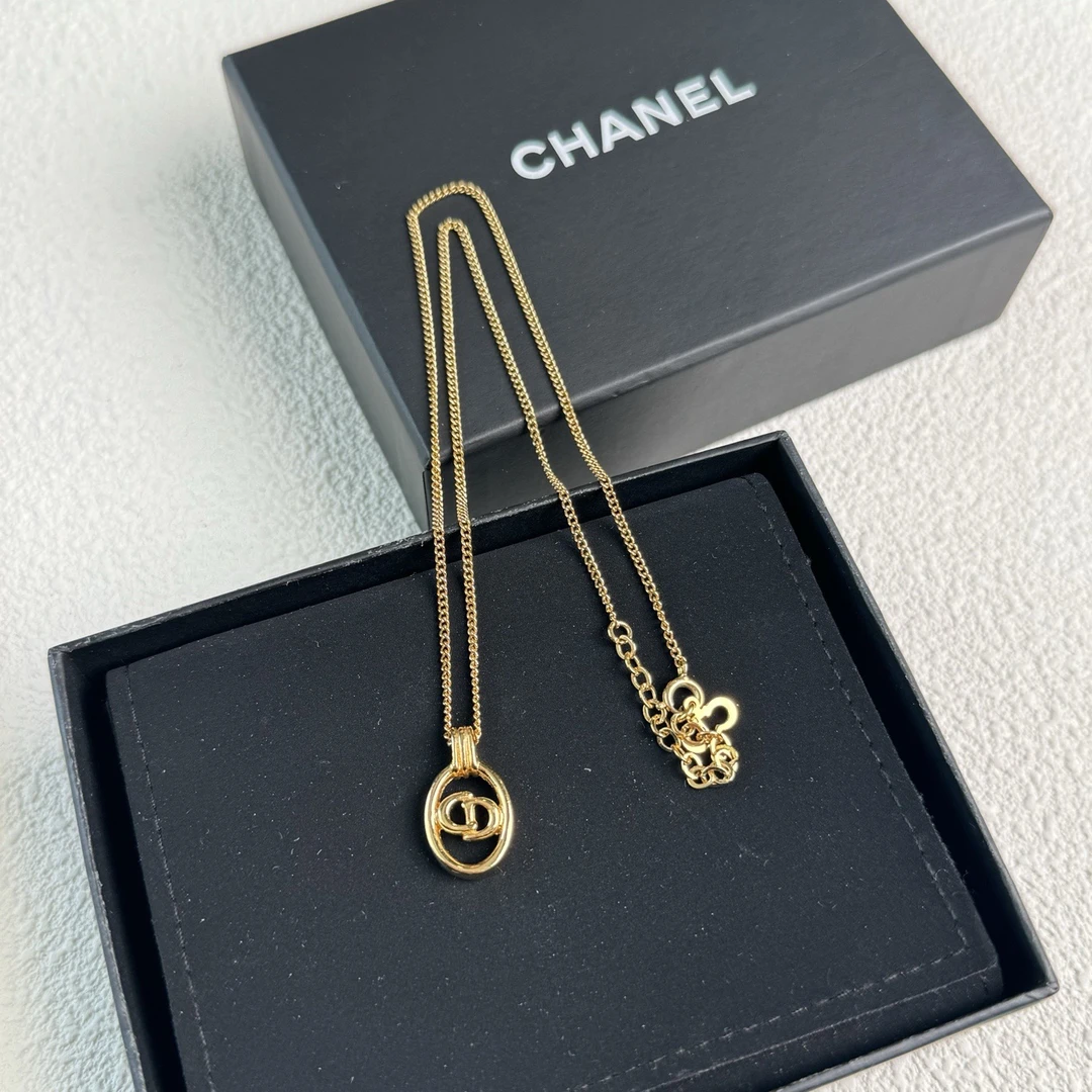 95新 DIOR/迪奥 泡泡中古Dior金色圆形字母锁骨链