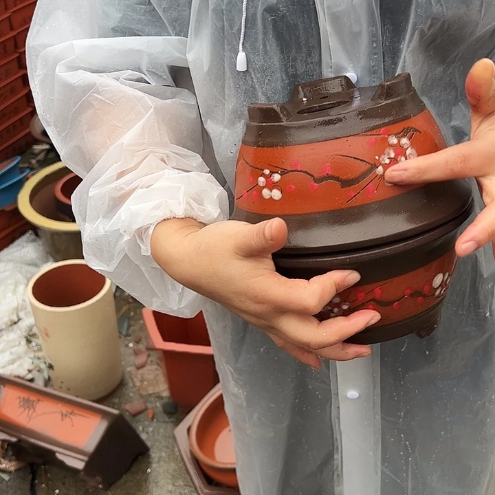 红富贵点彩小一对花盆