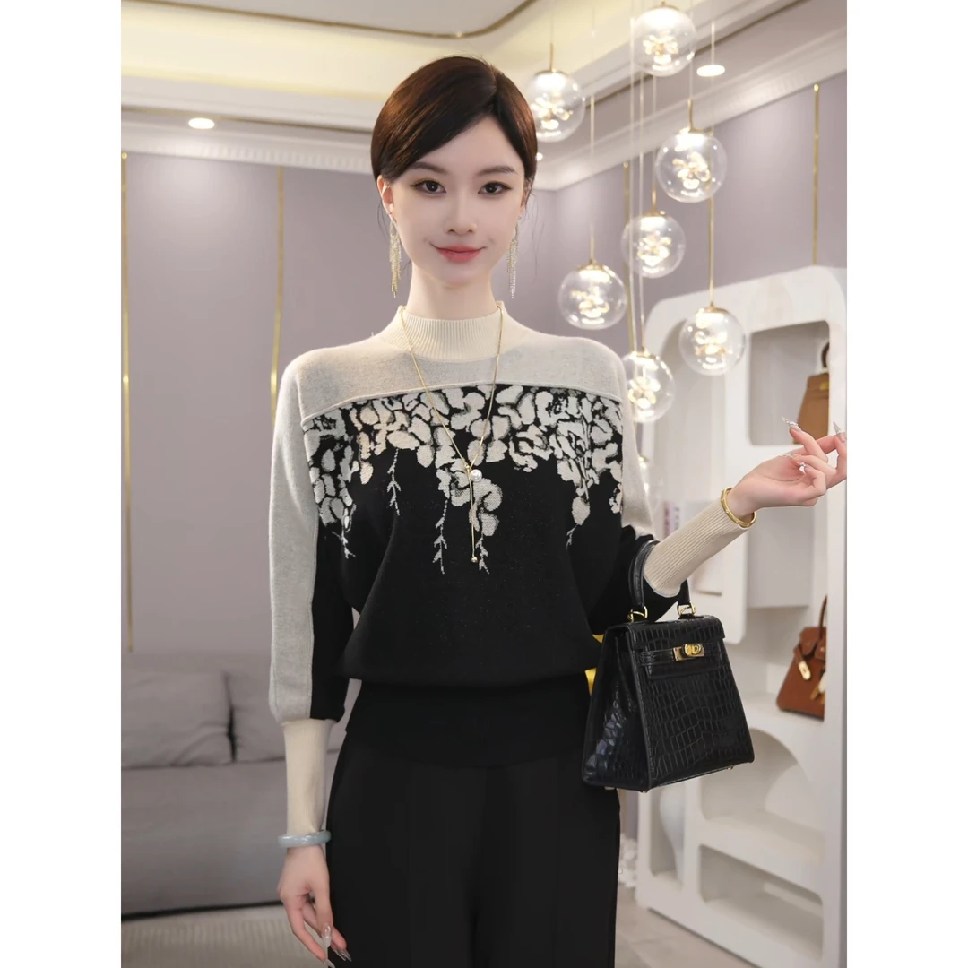 2026年秋冬新款【ZM-Q961JR】含绵羊毛宽松蝙蝠袖设计针织衫毛衣女