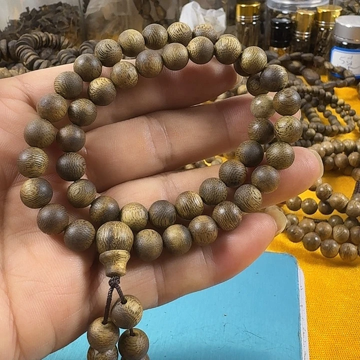 沉香碎屑沉香双圈卡圆珠11.4克加