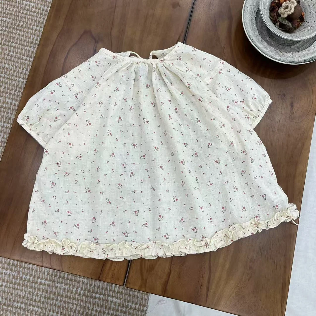 〖姐姐家〗2025夏款儿童萌娃穿搭碎花娃娃衫衬衫 bt390