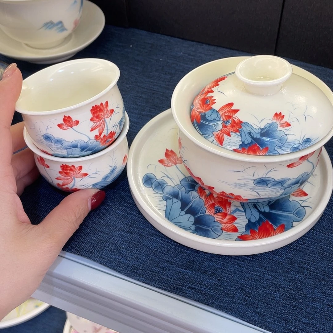 陶景德陶瓷盖碗茶具