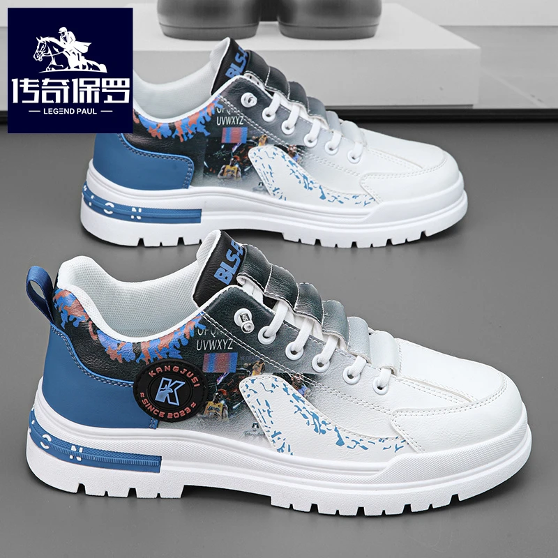 传奇保罗男鞋2025低帮马丁靴新款一脚蹬运动休闲鞋轻便透气工装鞋