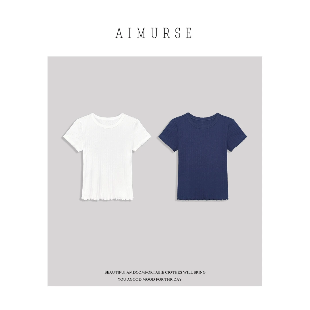 AIMURSE【偶遇】小众设计师 竖条纹显瘦百搭女士T恤 AM6667