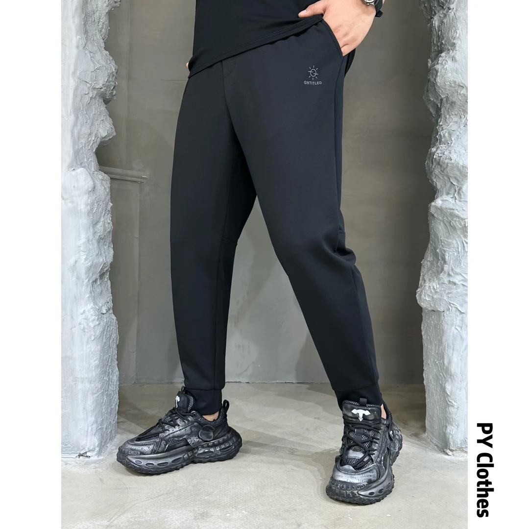 胖语大码男装  2025年秋季新款简约百搭黑色休闲小脚裤99703#S