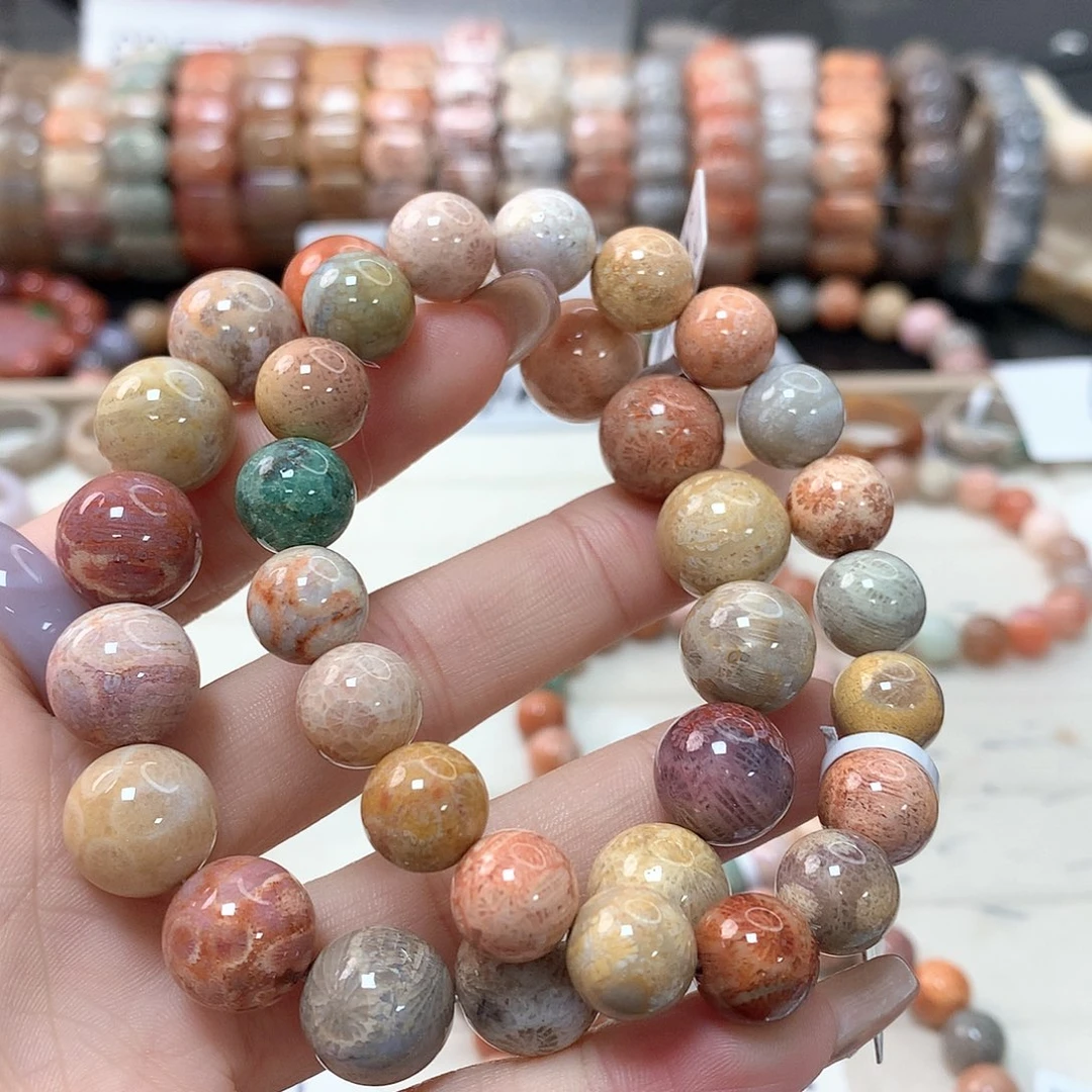 硅化珊瑚（珊瑚玉）手链未镶嵌清****洛126