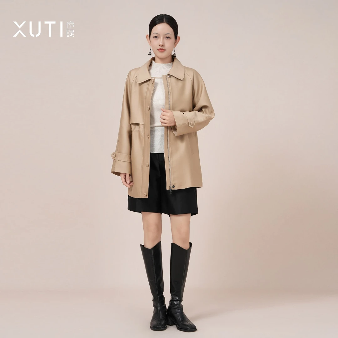 序缇桑蚕丝羊毛早秋外套女2025新款简约高级上衣H127-22178