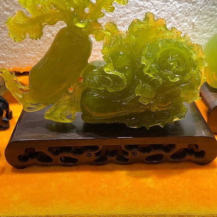 蛇纹石玉摆件合金❤️****