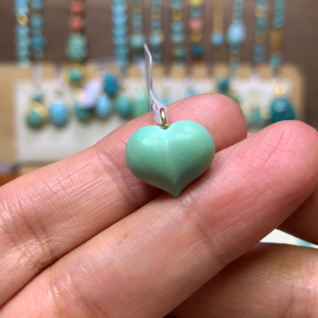 绿松石18K金镶嵌吊坠