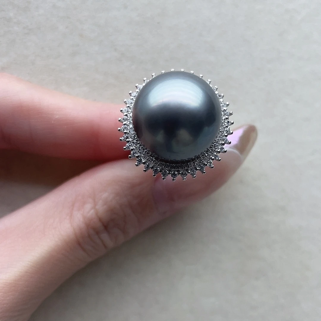 银S925镶嵌戒指101海水珍珠