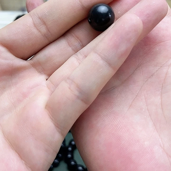 手链未镶嵌和田玉（墨玉）墨玉单珠圆珠卡14