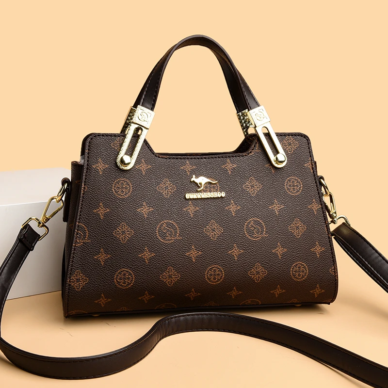 吉尼斯袋鼠正品包包女款2025新款单肩手提包老花中年妈妈斜挎包