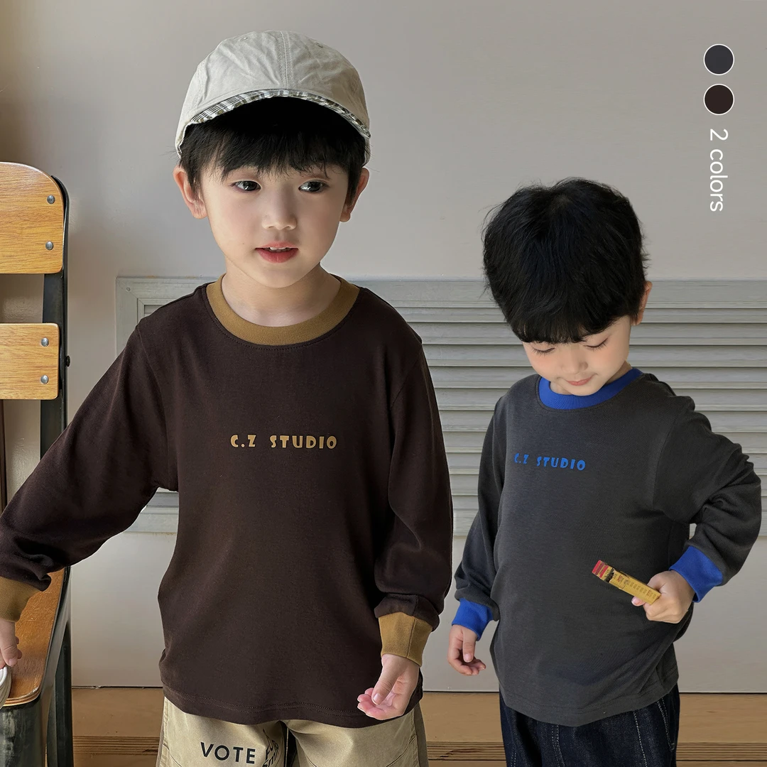 现货【天丝羊毛】含19.1%羊毛的天丝拼色打底长袖T恤男童CZ5Q19