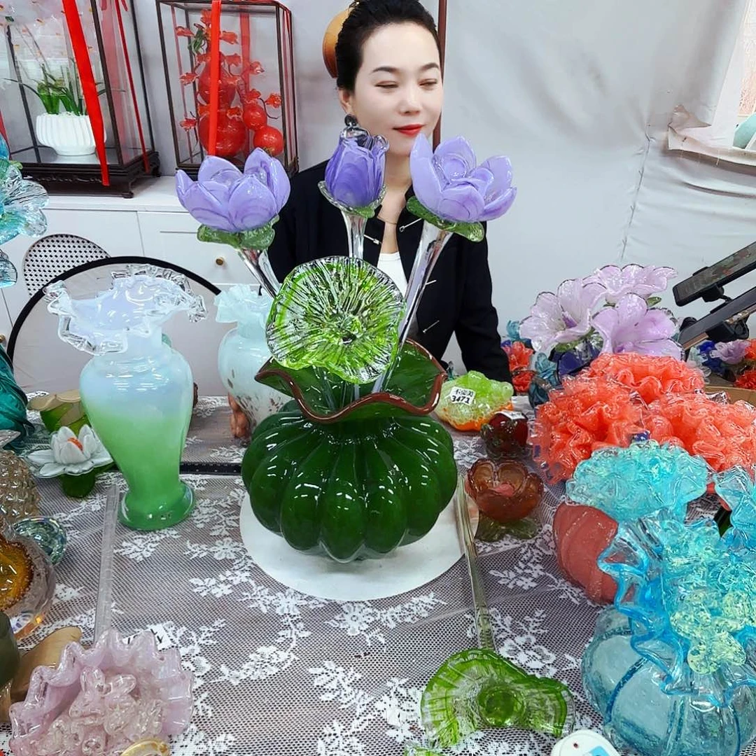 *****琉璃花1套花瓶花器艺术品
