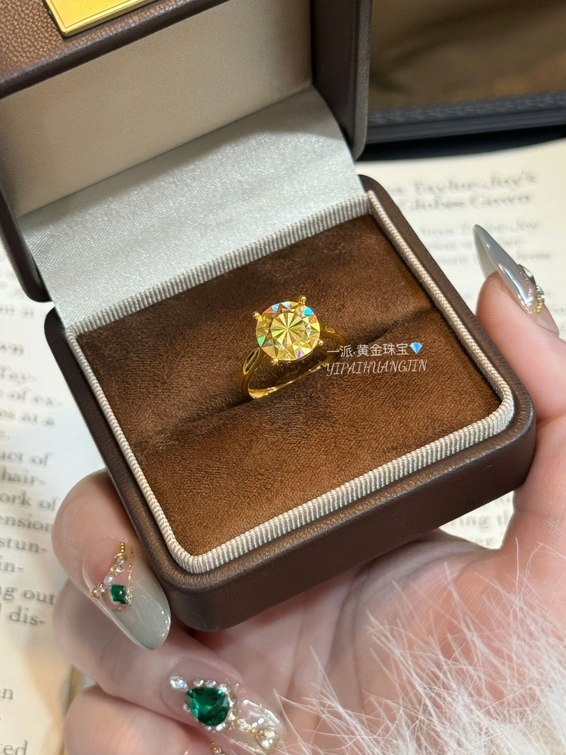 【冰钻炫彩】克拉钻戒指足金999黄金戒指@JZ038