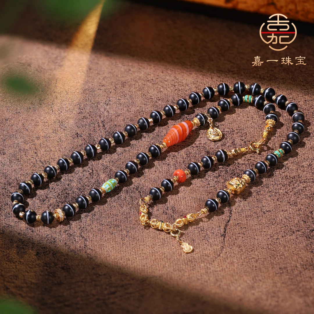 【嘉一珠宝】一线天珠DIY项链杵杵万能链百搭