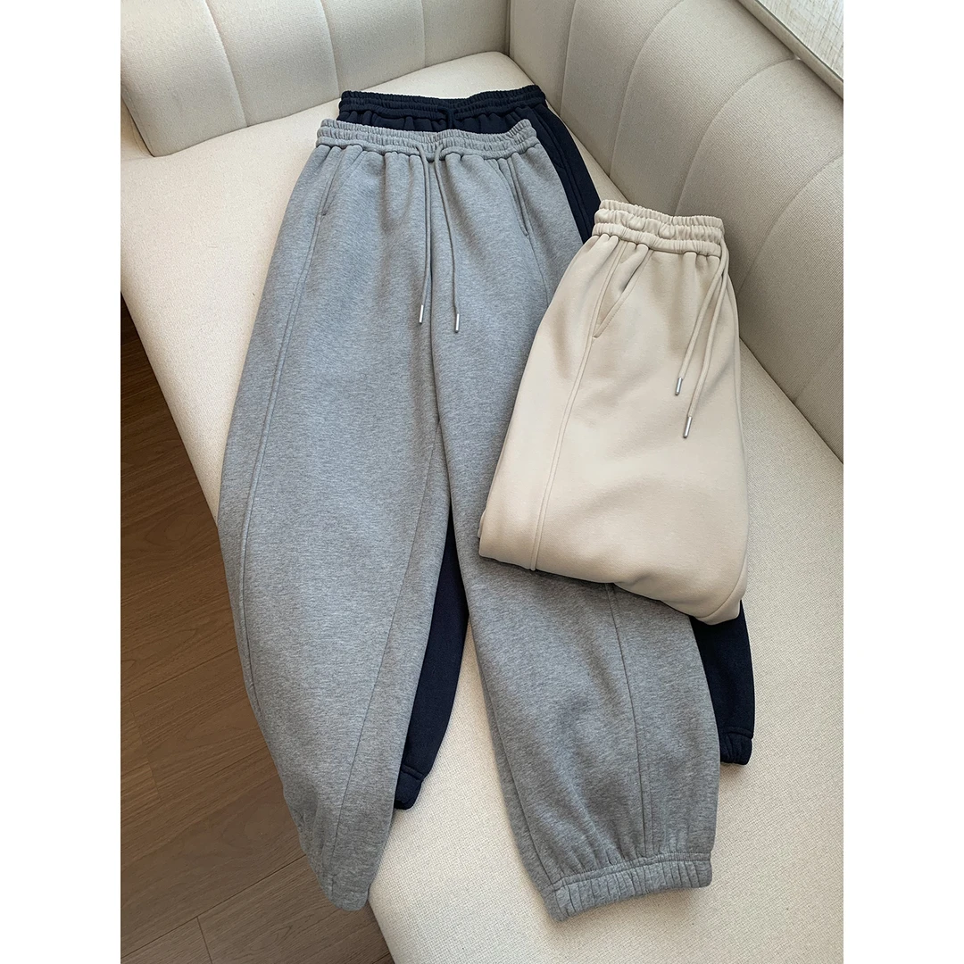 "多巴胺卫裤“宽松版加绒加厚秋冬百搭抽绳收口休闲长裤