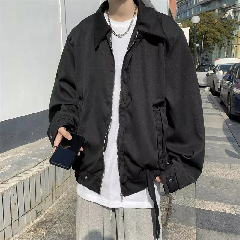 美式机车服外套男潮牌黑武士冲锋衣高级痞帅短款飞行夹克