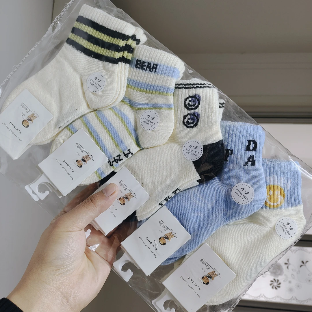 儿童袜子春秋款棉袜男童女童学生卡通中筒袜吸汗透气