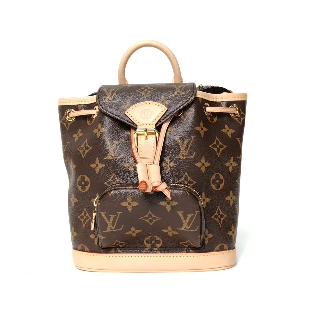 99新 LouisVuitton/路易威登 【黑黑】双肩包 mini 24 老花 PVC