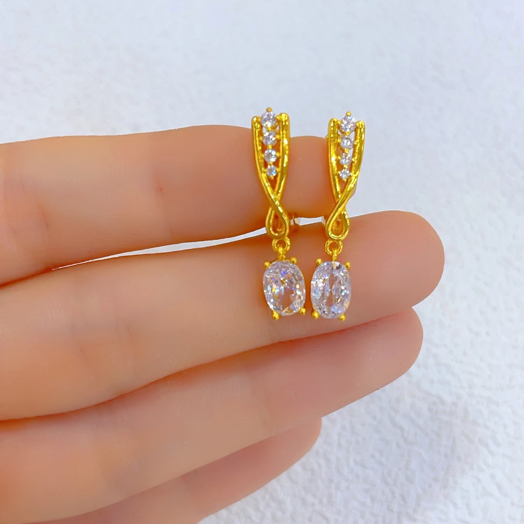 钛钢耳饰 1324新款耳环爆款白搭时尚金色铜合金