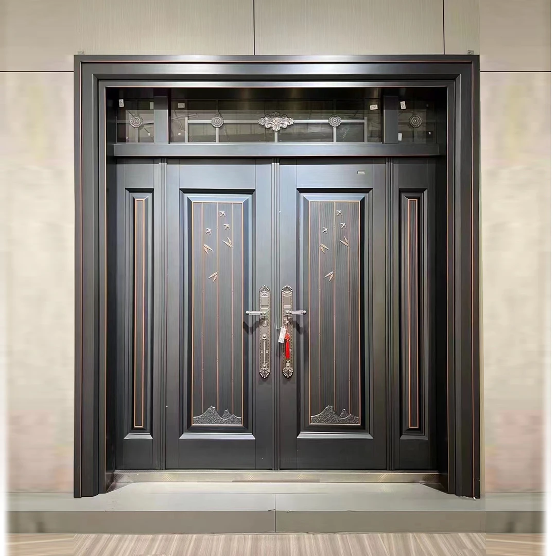 别墅大门农村双开门入户门豪华自建房大门锌合金大门仿铜门进户门