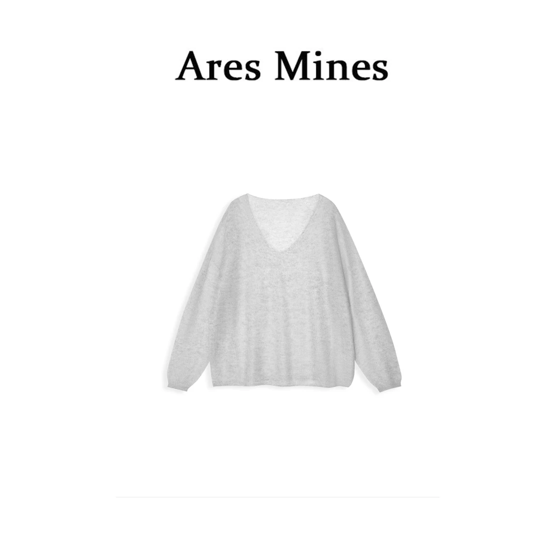 【盛朗熙Ares Mines】慵懒软糯 清透薄款V领针织长袖毛衣