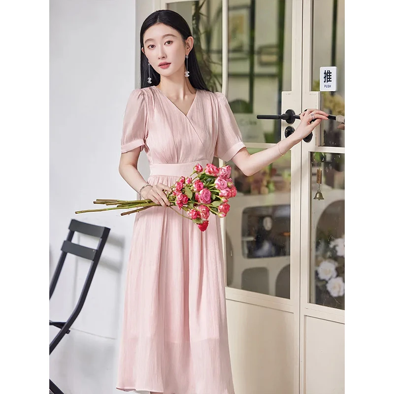 新款交叠收腰连衣裙JYFMDS2024 042406