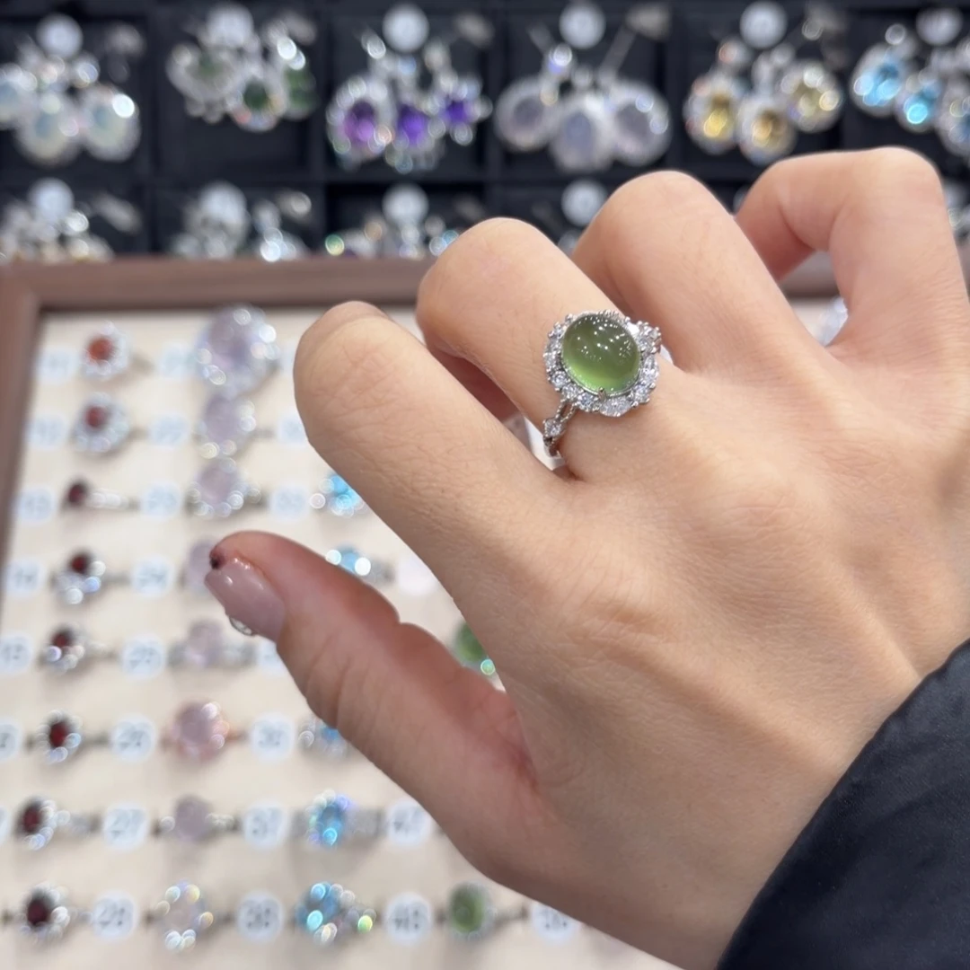 *****岫玉银S925镶嵌戒指