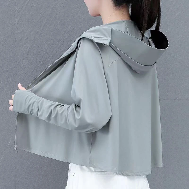 青少年新款防晒衣薄款透气UPF50+防紫外线小个子防晒衣短款防晒衣