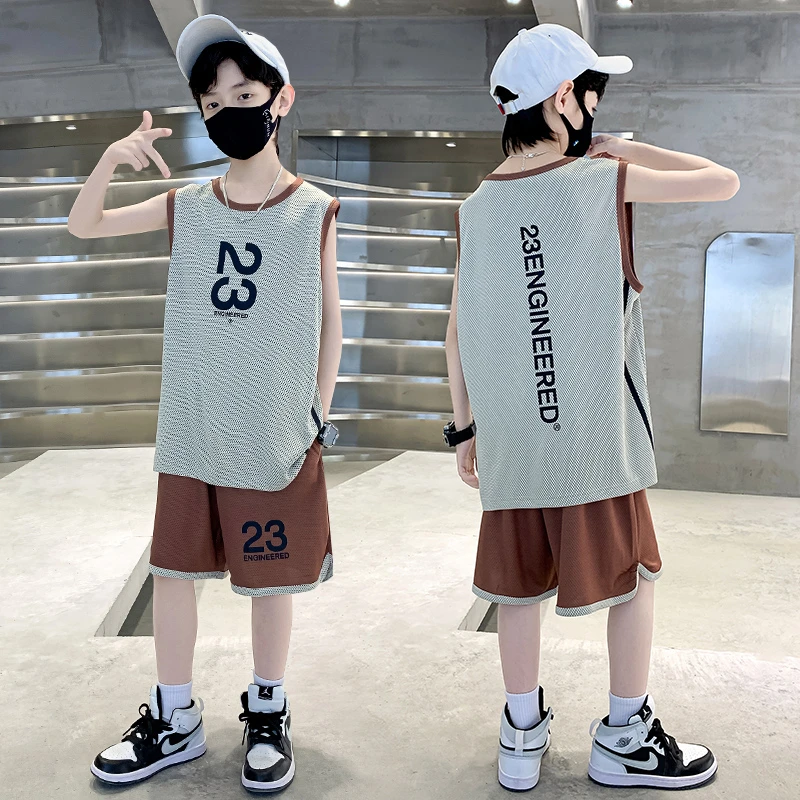 儿童篮球服23号速干网眼背心球衣童装男童中大童夏季无袖运动套装